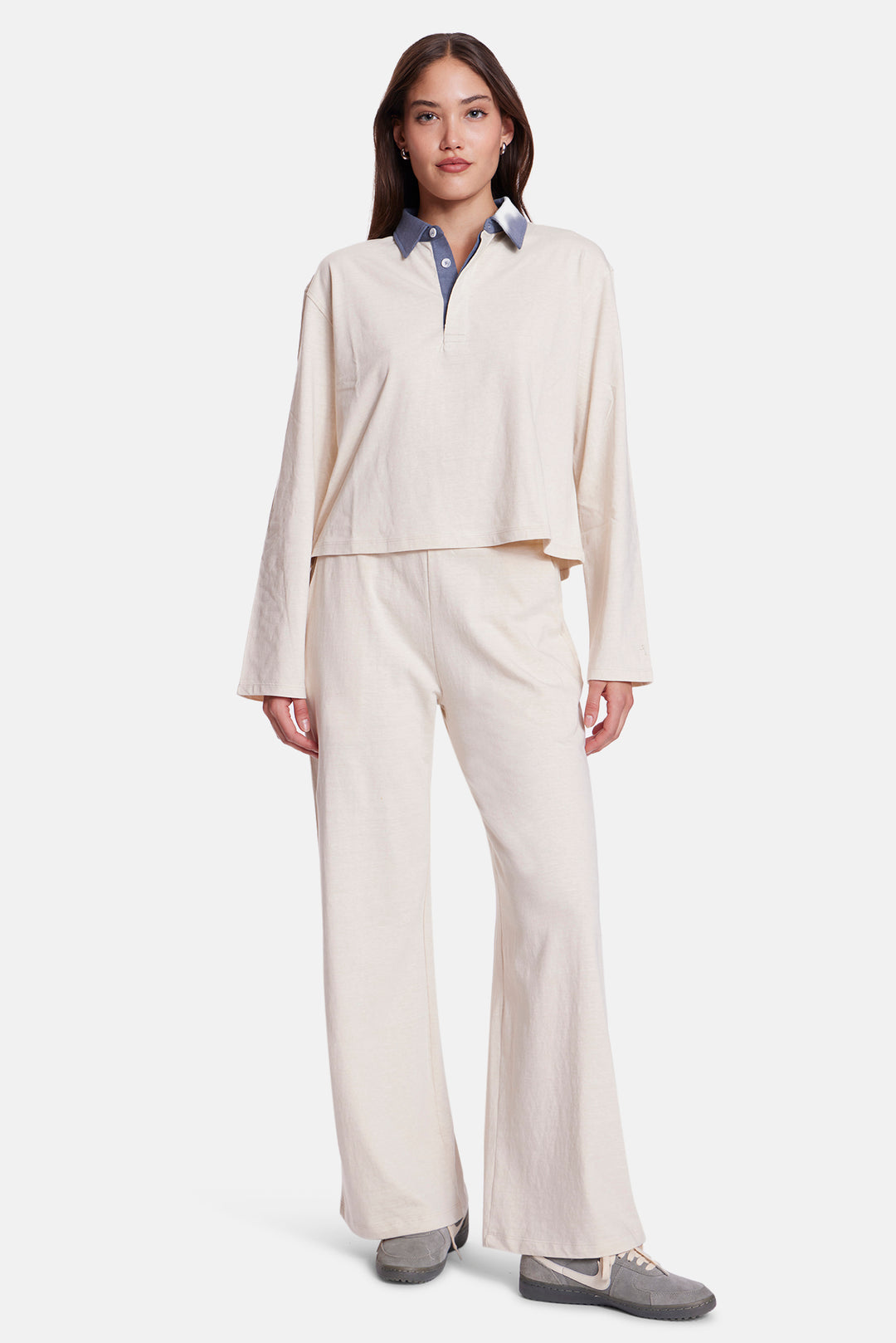 Phoebe Rugby Ivory w/ Navy Collar