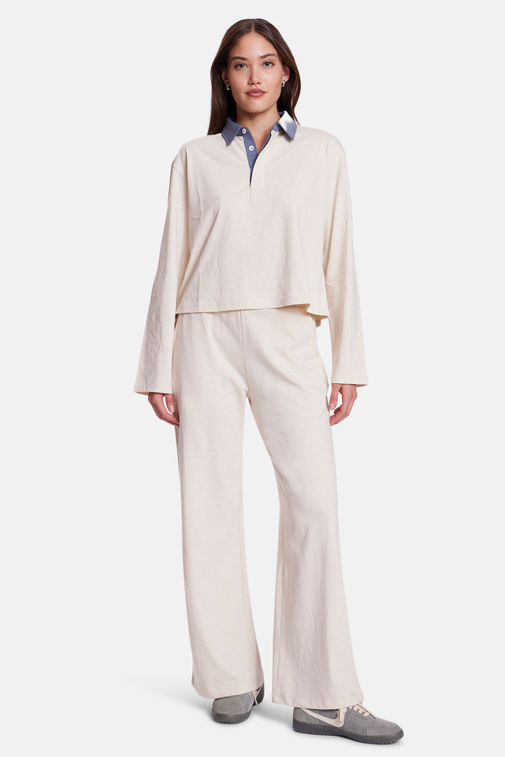Phoebe Rugby Ivory w/ Navy Collar