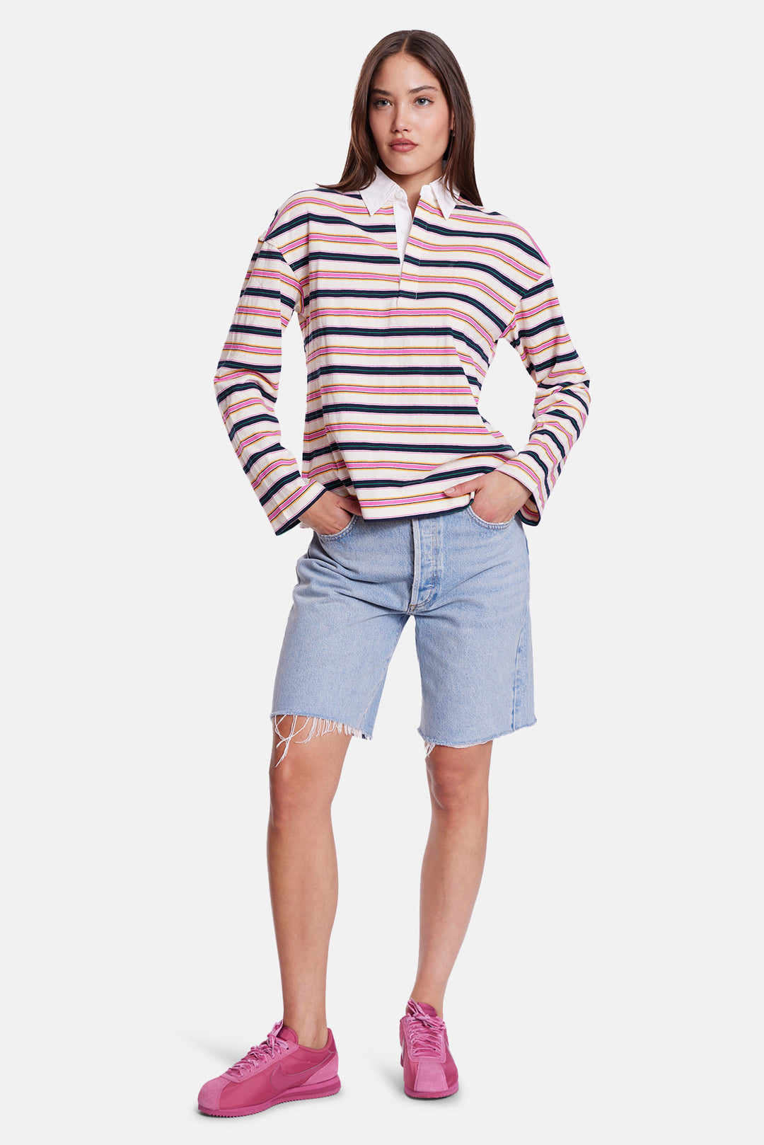 Nicky Oversized Rugby Ivory / Navy / Pink Stripe