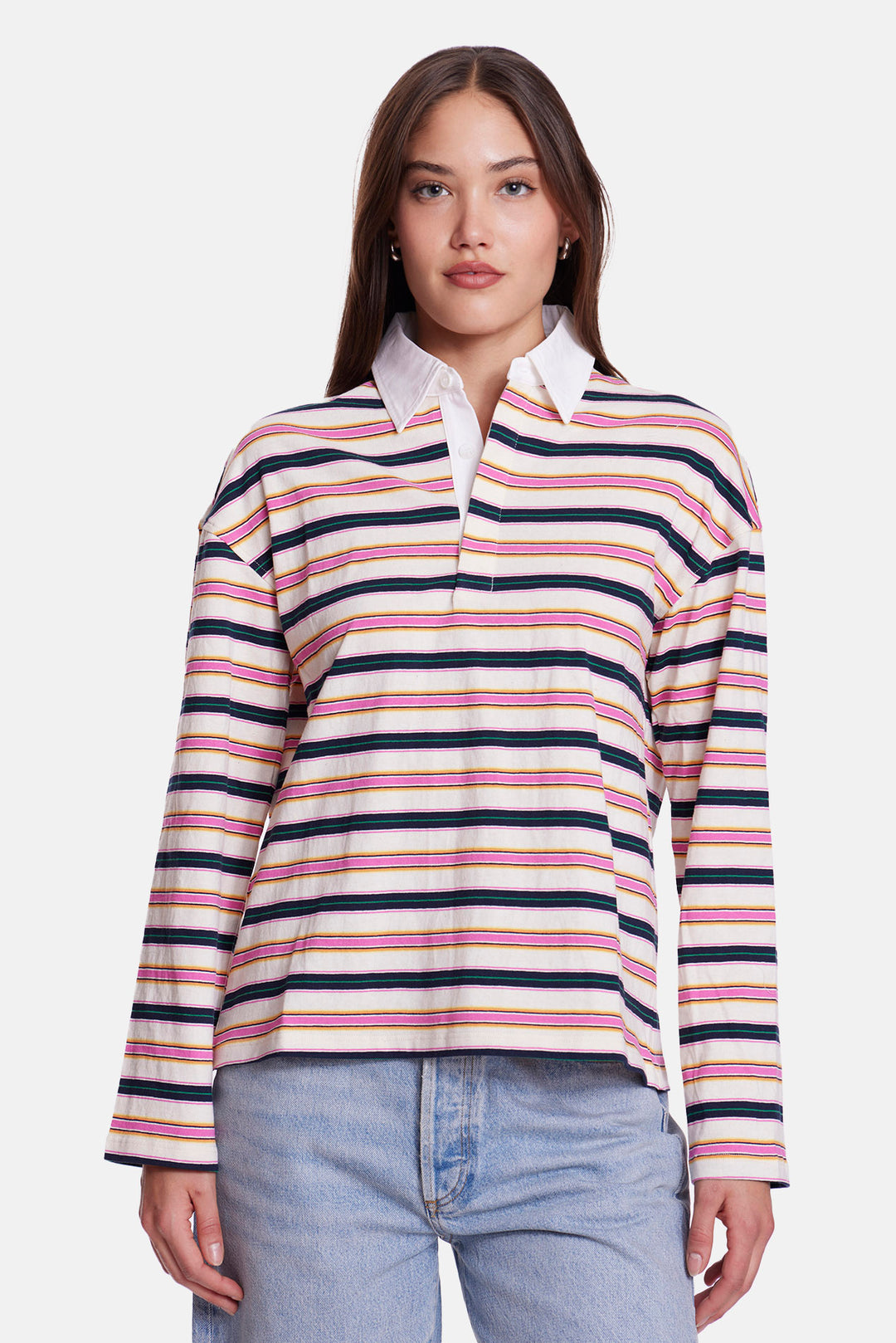 Nicky Oversized Rugby Ivory / Navy / Pink Stripe