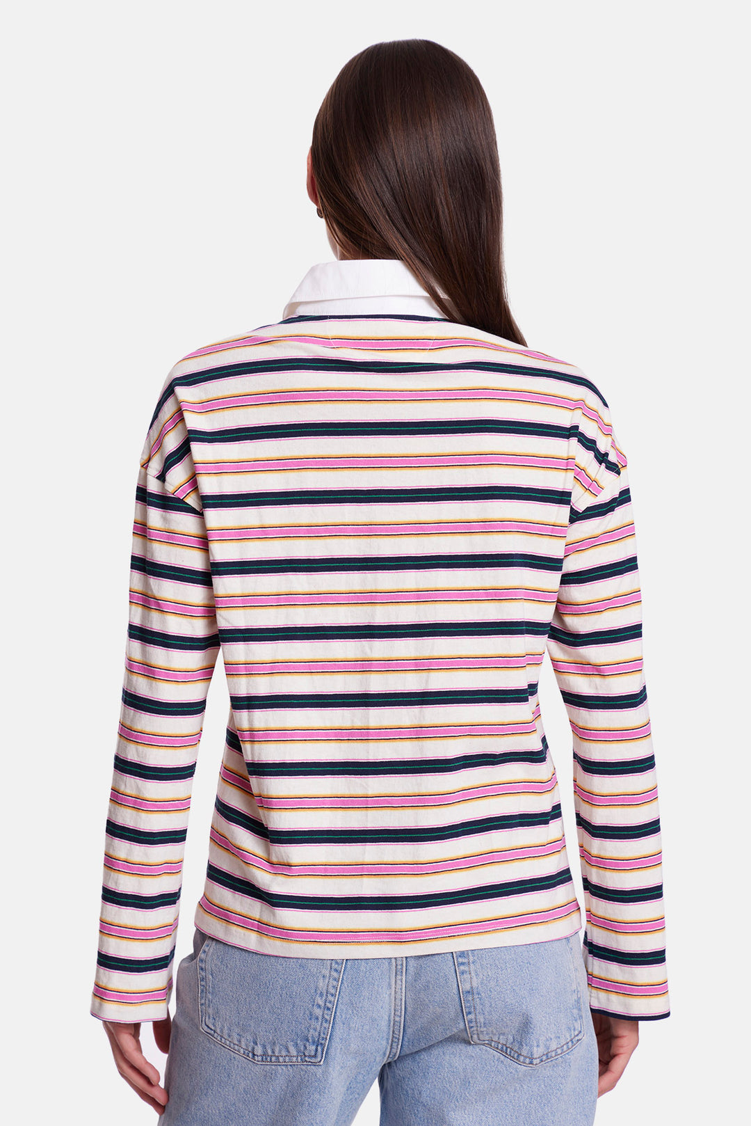 Nicky Oversized Rugby Ivory / Navy / Pink Stripe