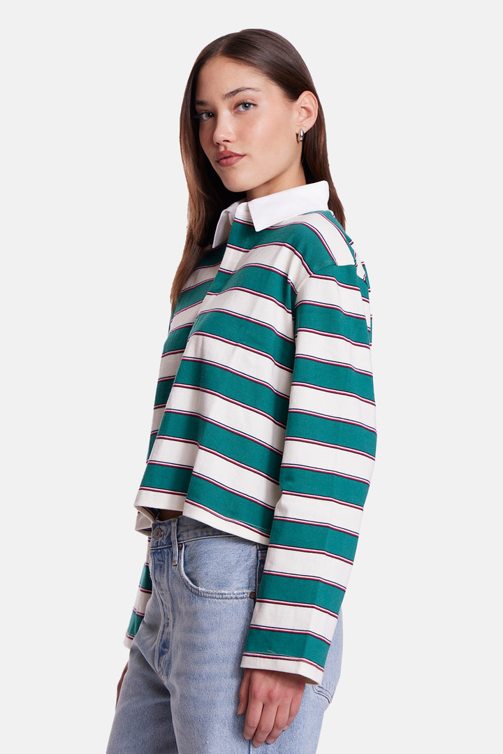 Phoebe Cropped Rugby Green Multi Stripe
