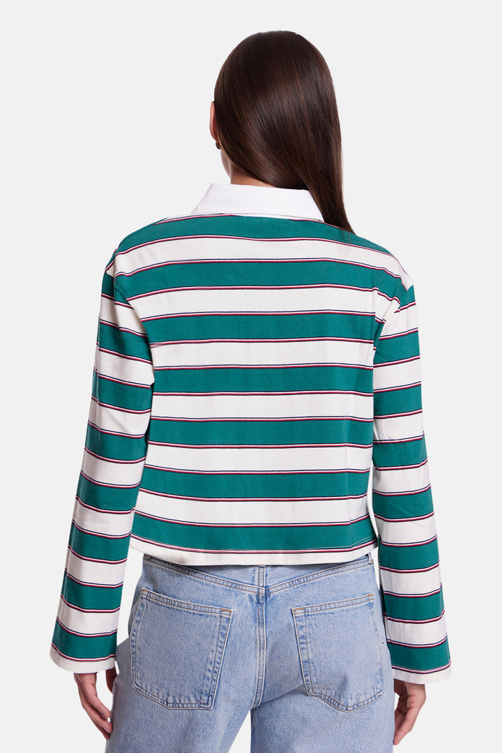 Phoebe Cropped Rugby Green Multi Stripe
