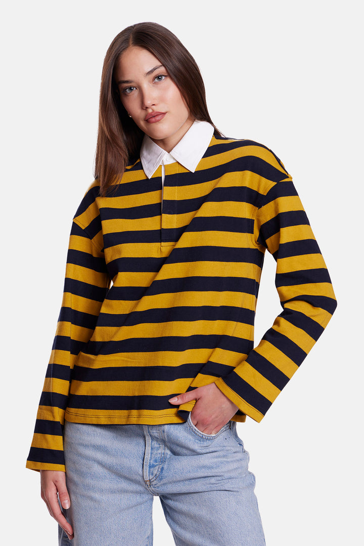 Nicky Oversized Rugby Navy / Yellow Stripe