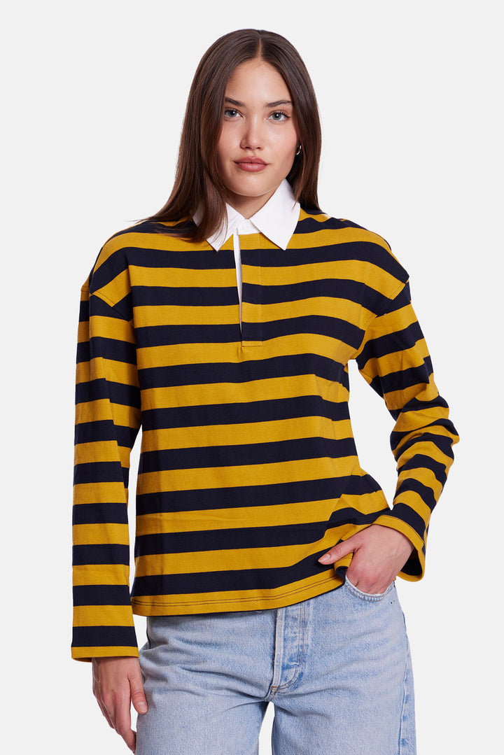 Nicky Oversized Rugby Navy / Yellow Stripe