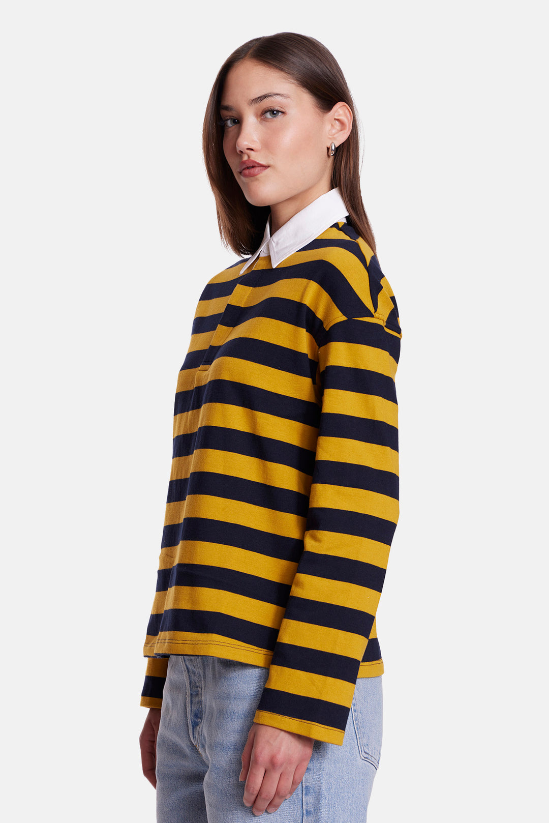 Nicky Oversized Rugby Navy / Yellow Stripe