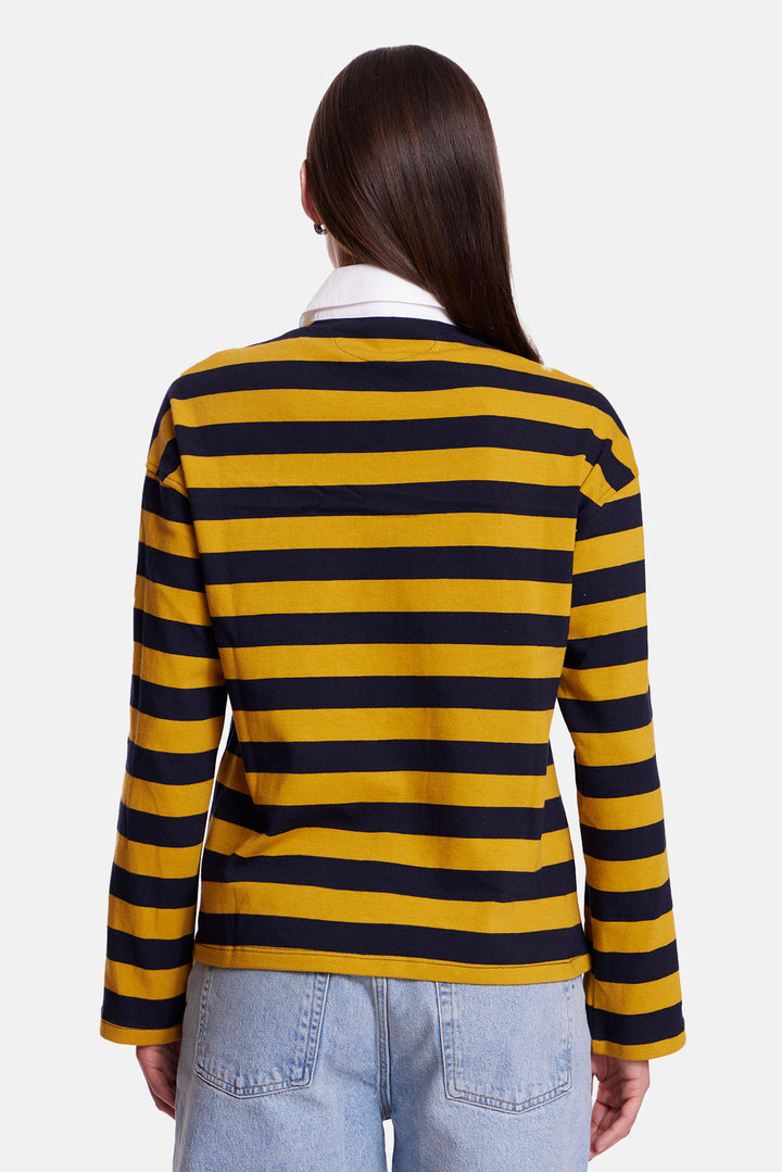 Nicky Oversized Rugby Navy / Yellow Stripe