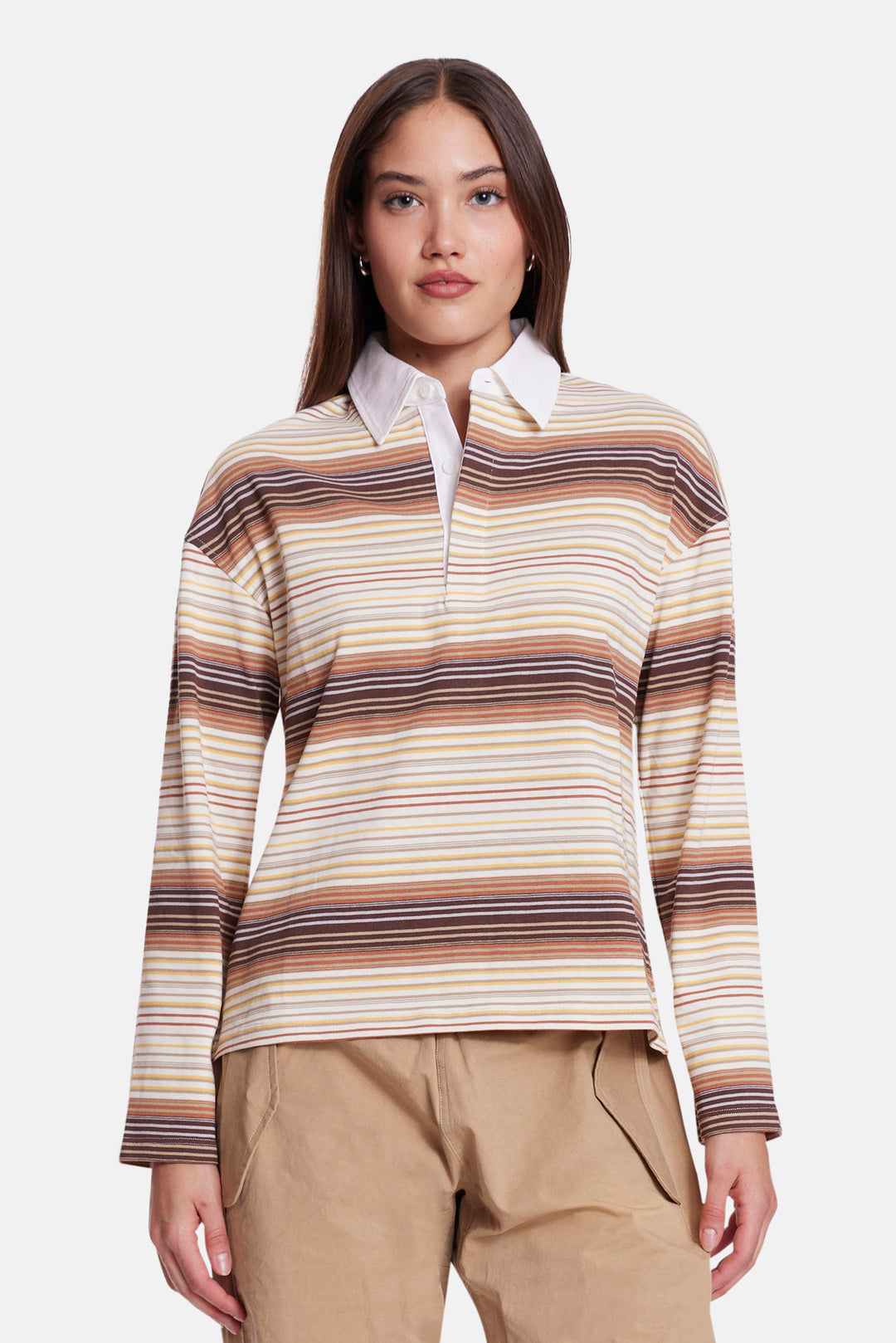 Nicky Oversized Rugby Brown Multi Stripe