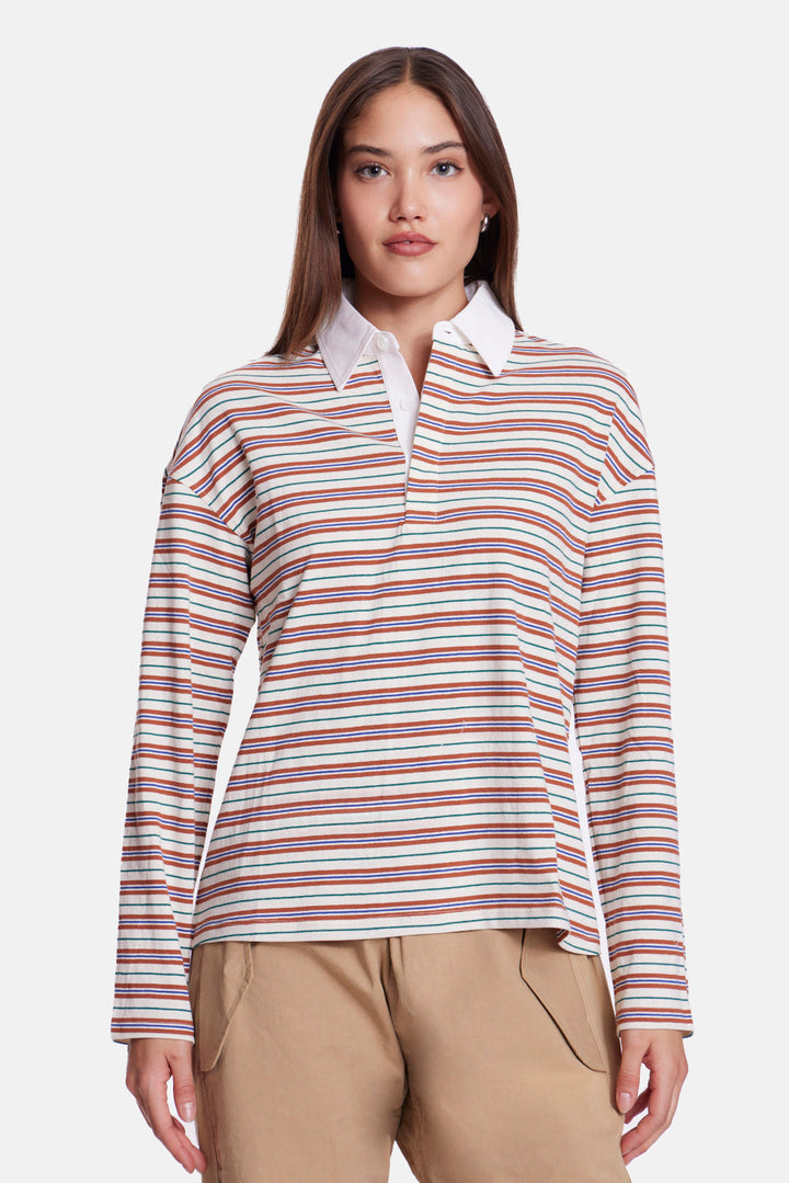 Nicky Oversized Rugby Orange Multi Stripe