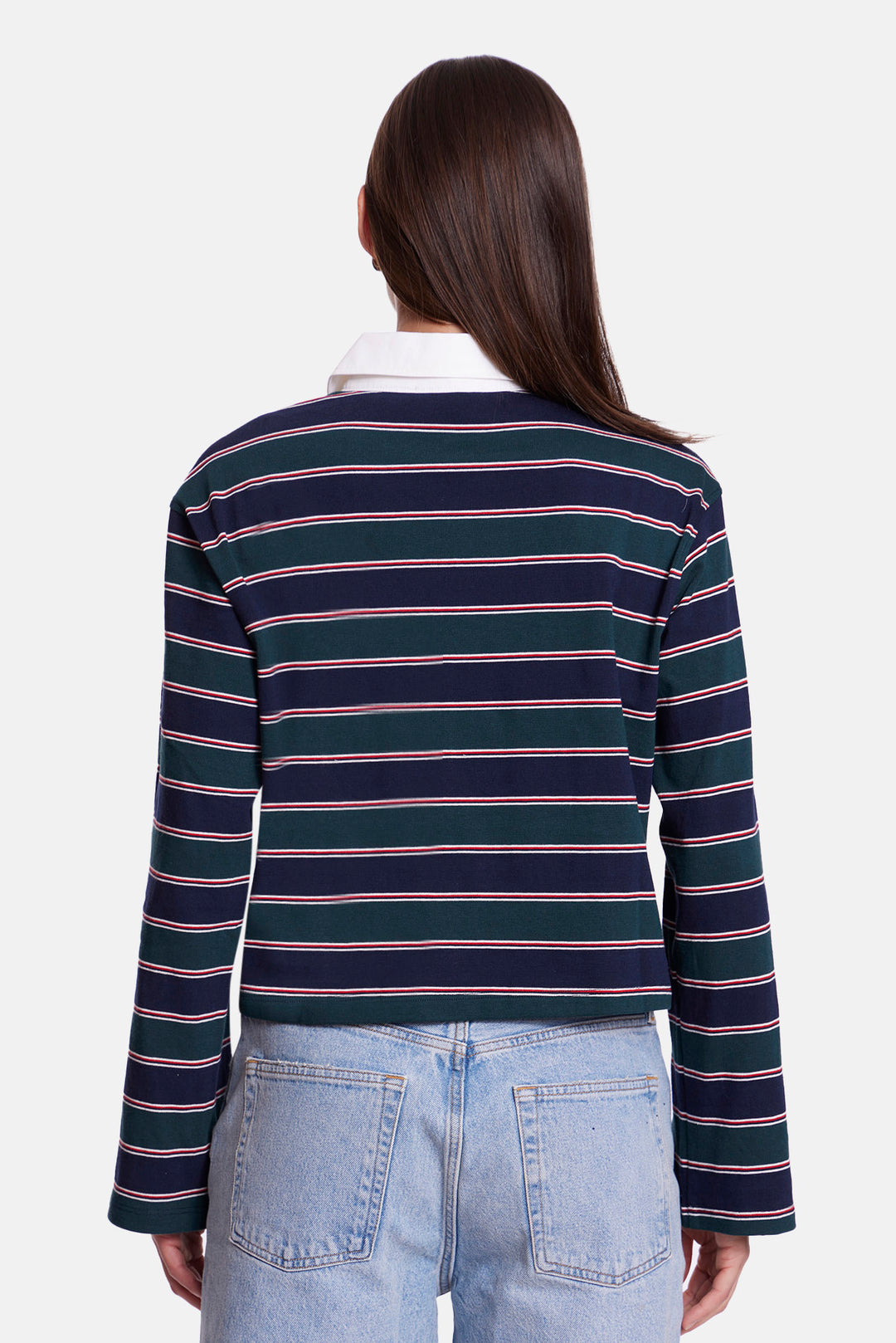 Phoebe Cropped Rugby Navy/Green Stripe