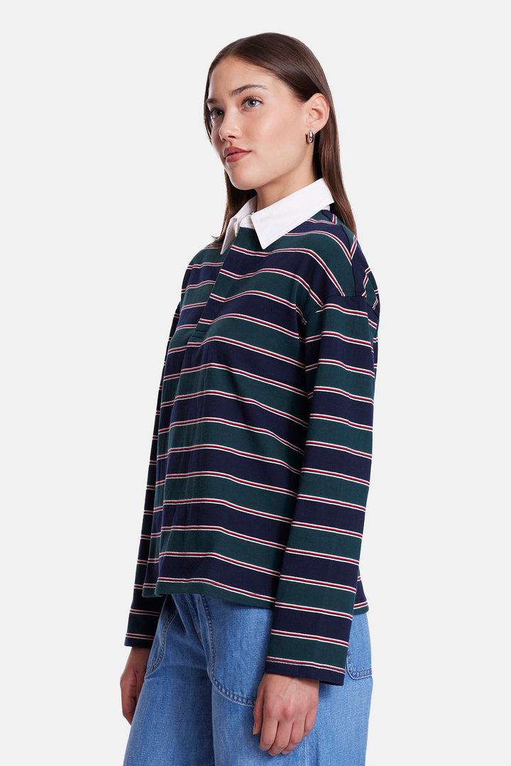 Nicky Oversized Rugby Navy / Green Stripe
