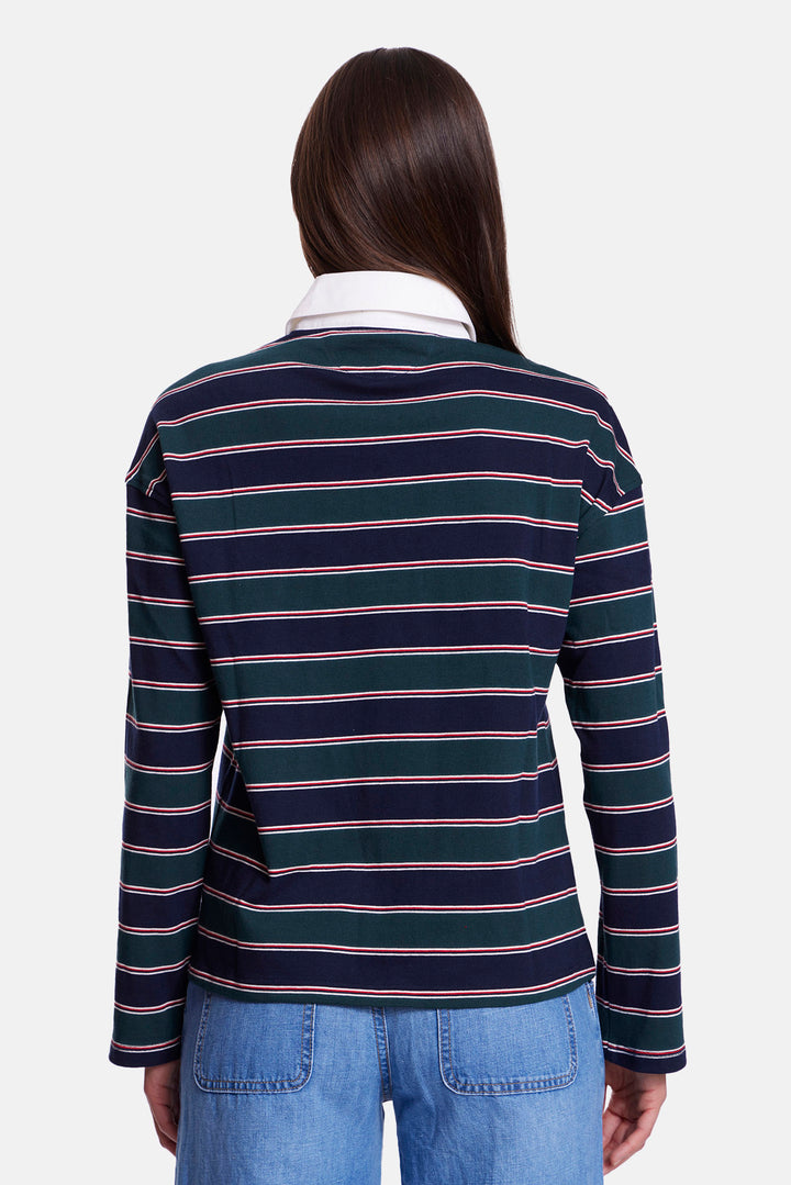 Nicky Oversized Rugby Navy / Green Stripe