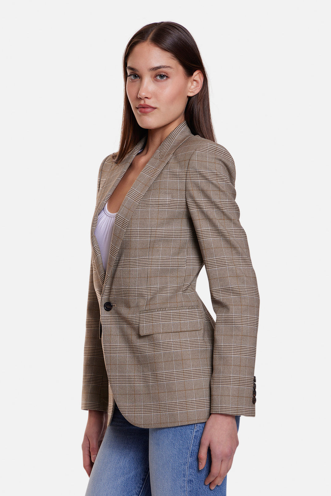 Anabel Tailored Blazer Grey/Ochre Check