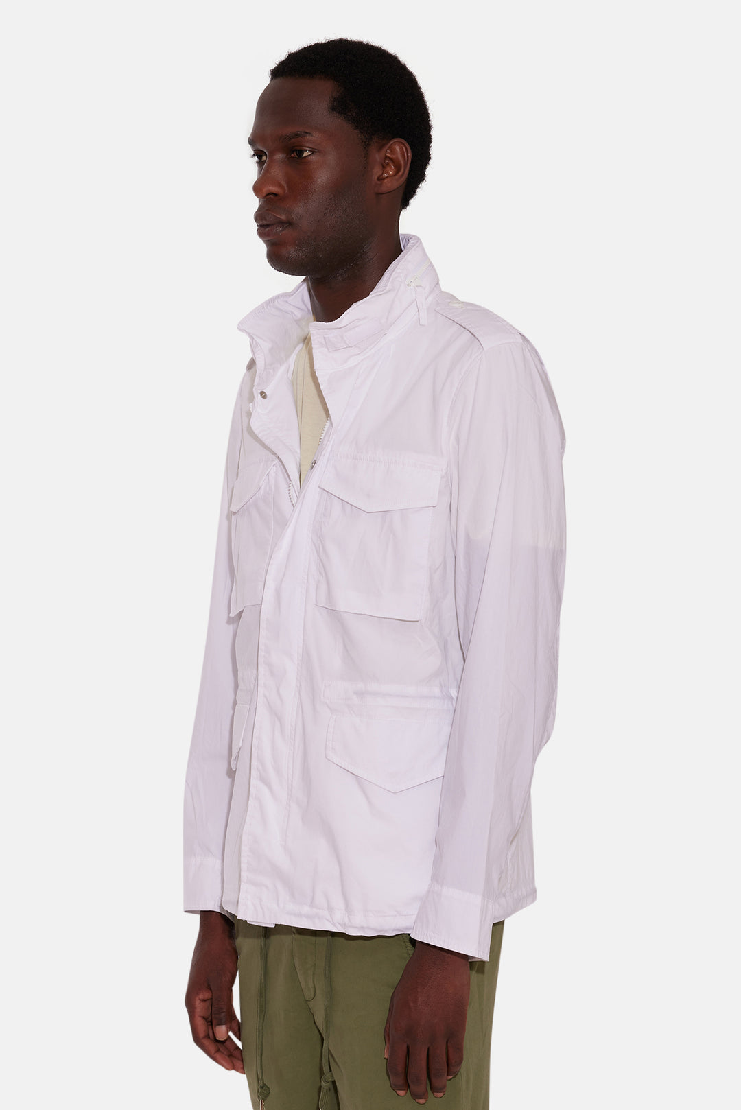 Mini Field Jacket In Cotton Poplin White