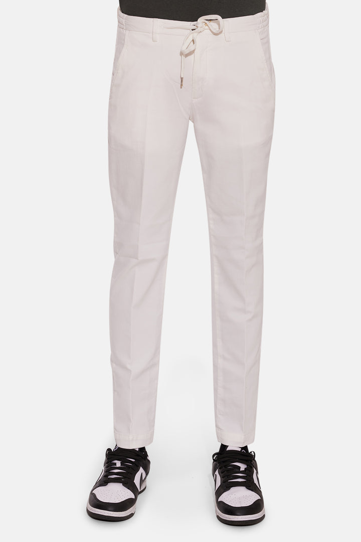 Stretch Cotton Slim Trouser White