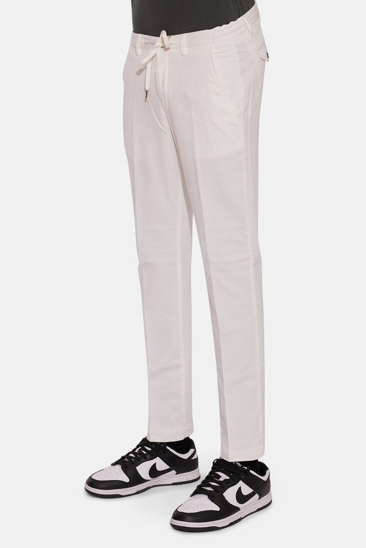 Stretch Cotton Slim Trouser White