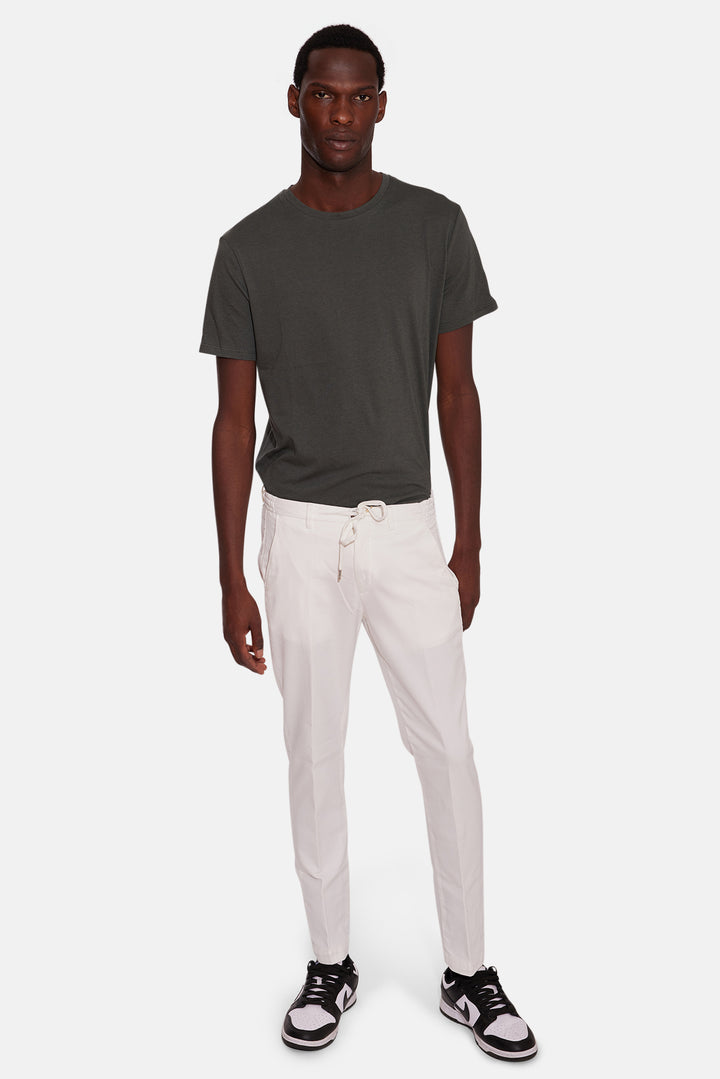 Stretch Cotton Slim Trouser White