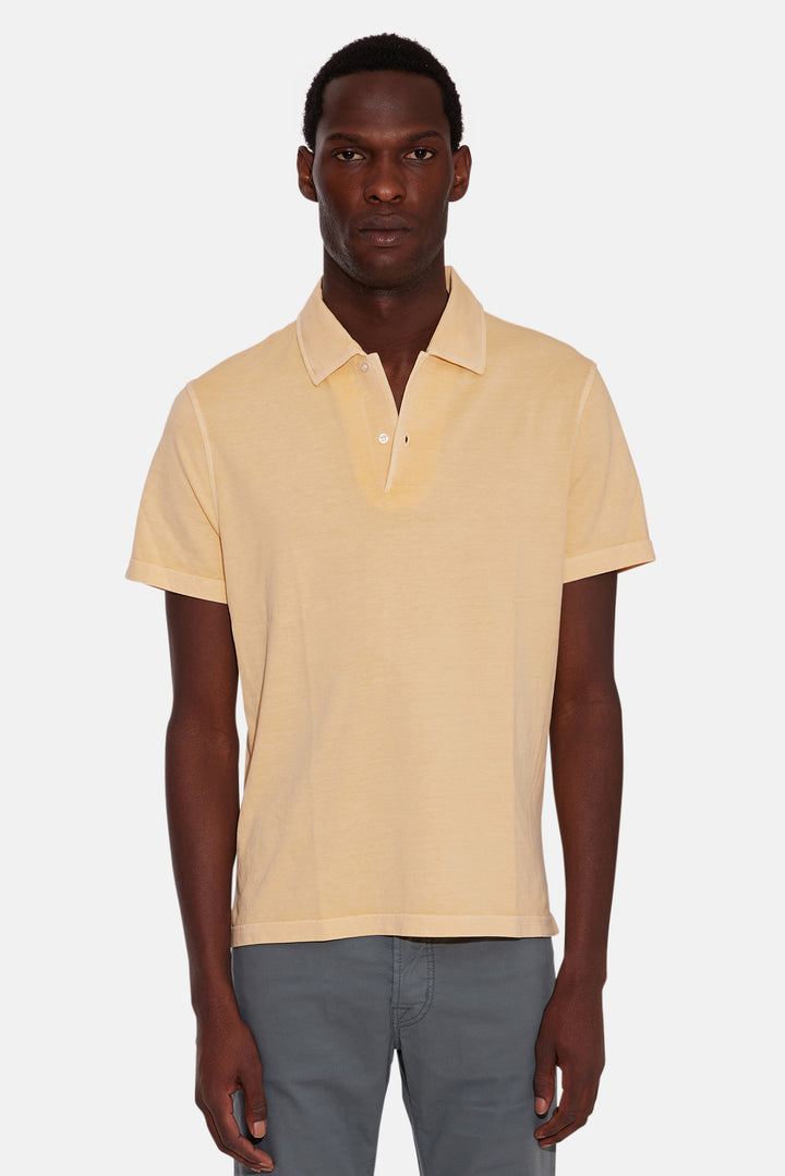 Short Sleeve Cotton Polo Yellow