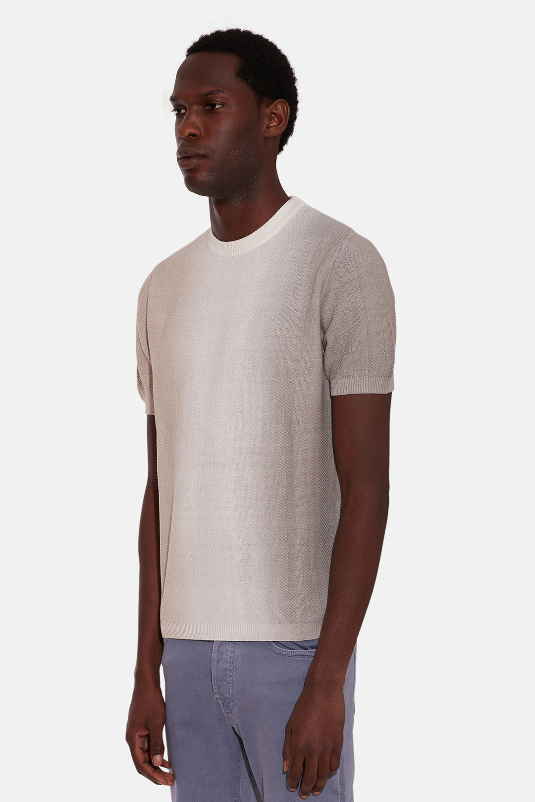 Beige Shaded Cotton and Linen Sweater