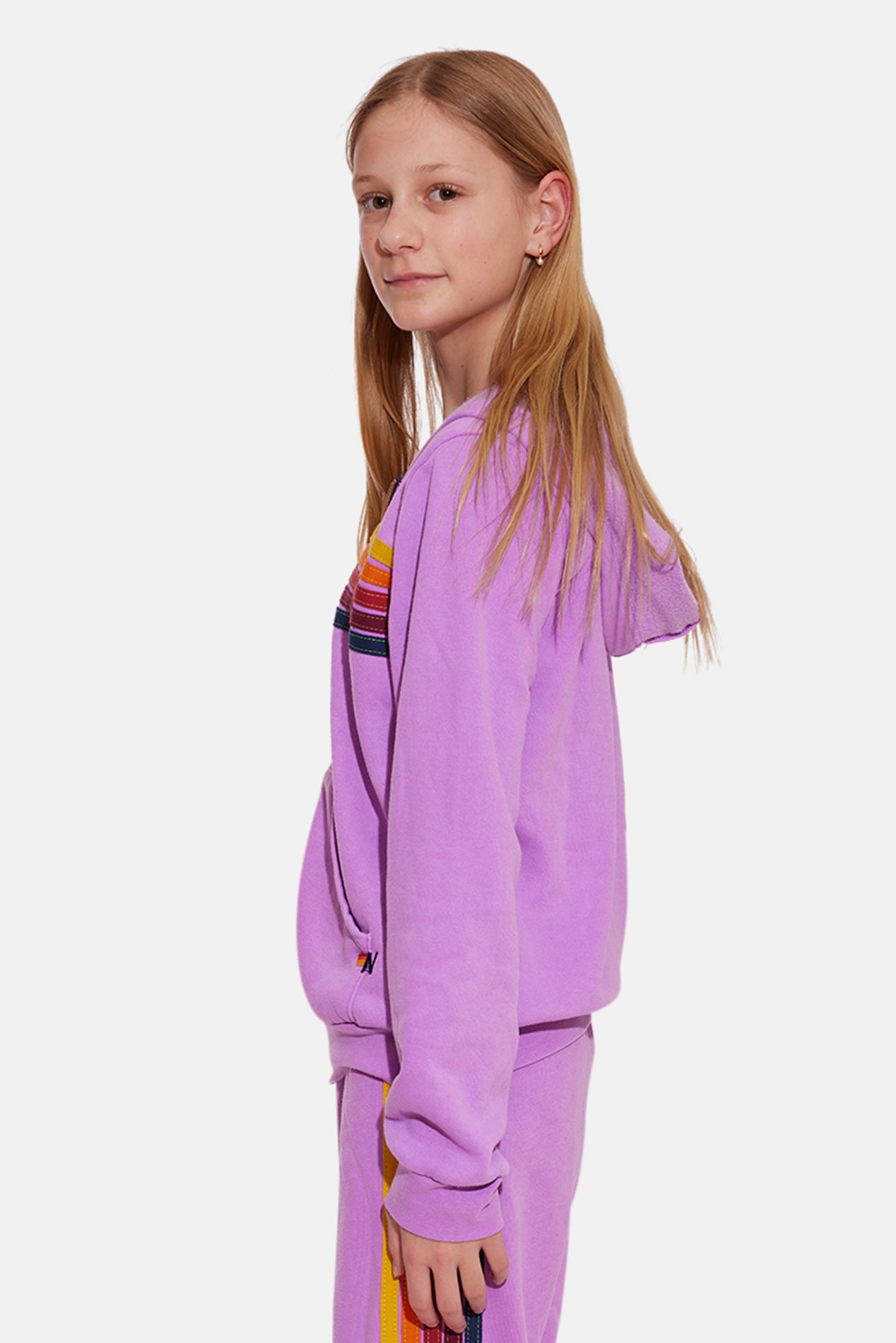 Kid's 5 Stripe Hoodie Neon Purple – blueandcream