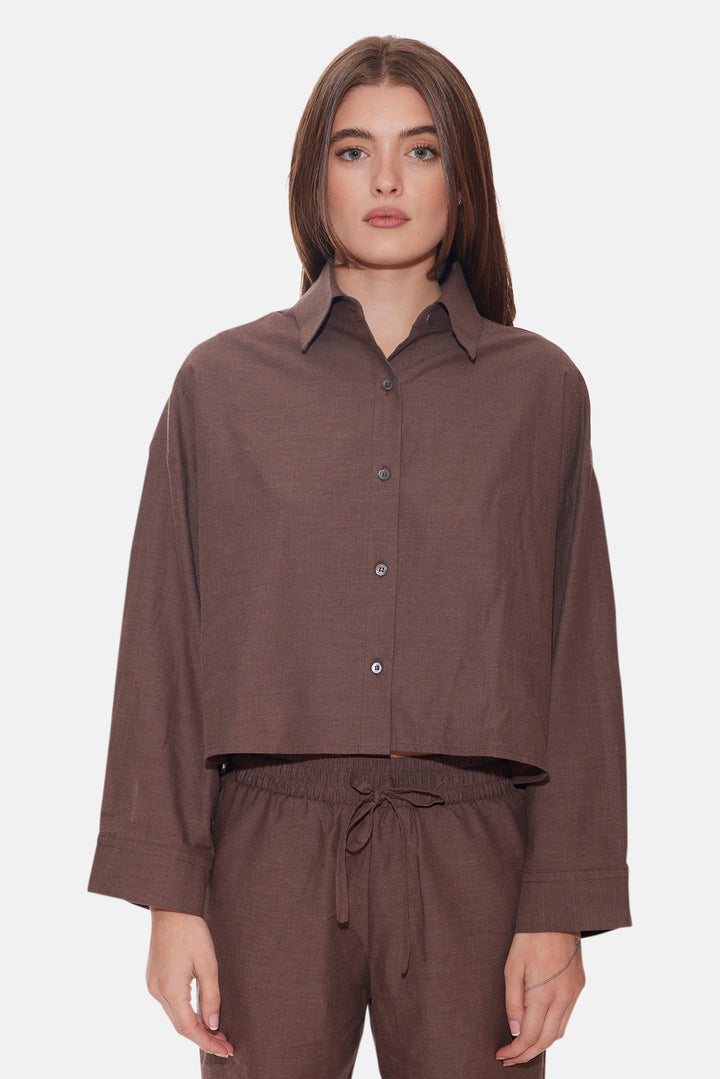 Chateau Twill Crop Shirt Brown