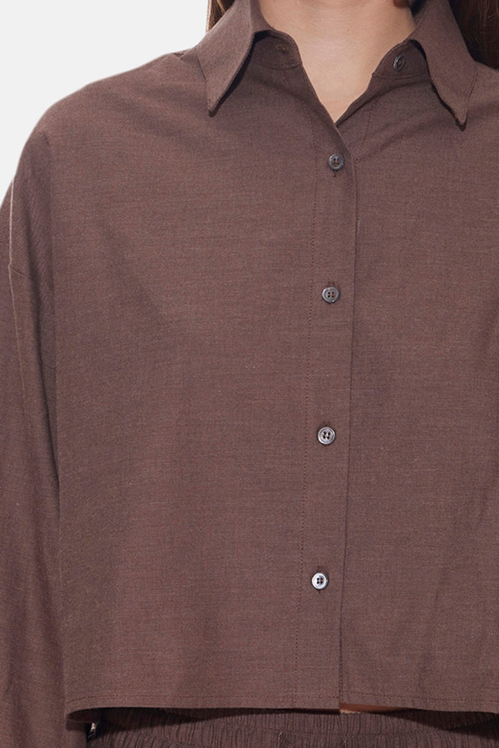 Chateau Twill Crop Shirt Brown