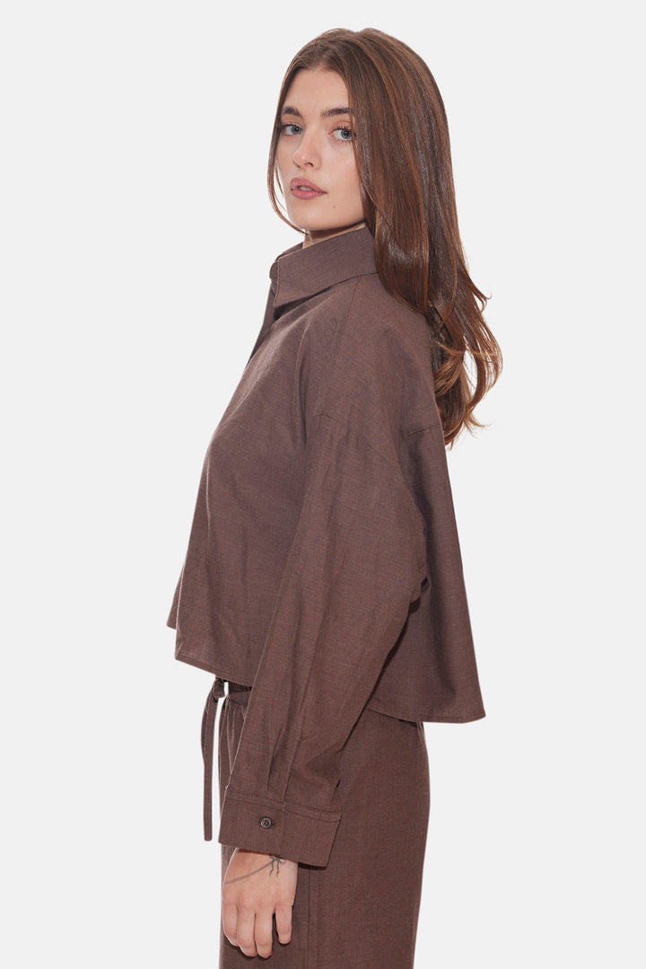 Chateau Twill Crop Shirt Brown