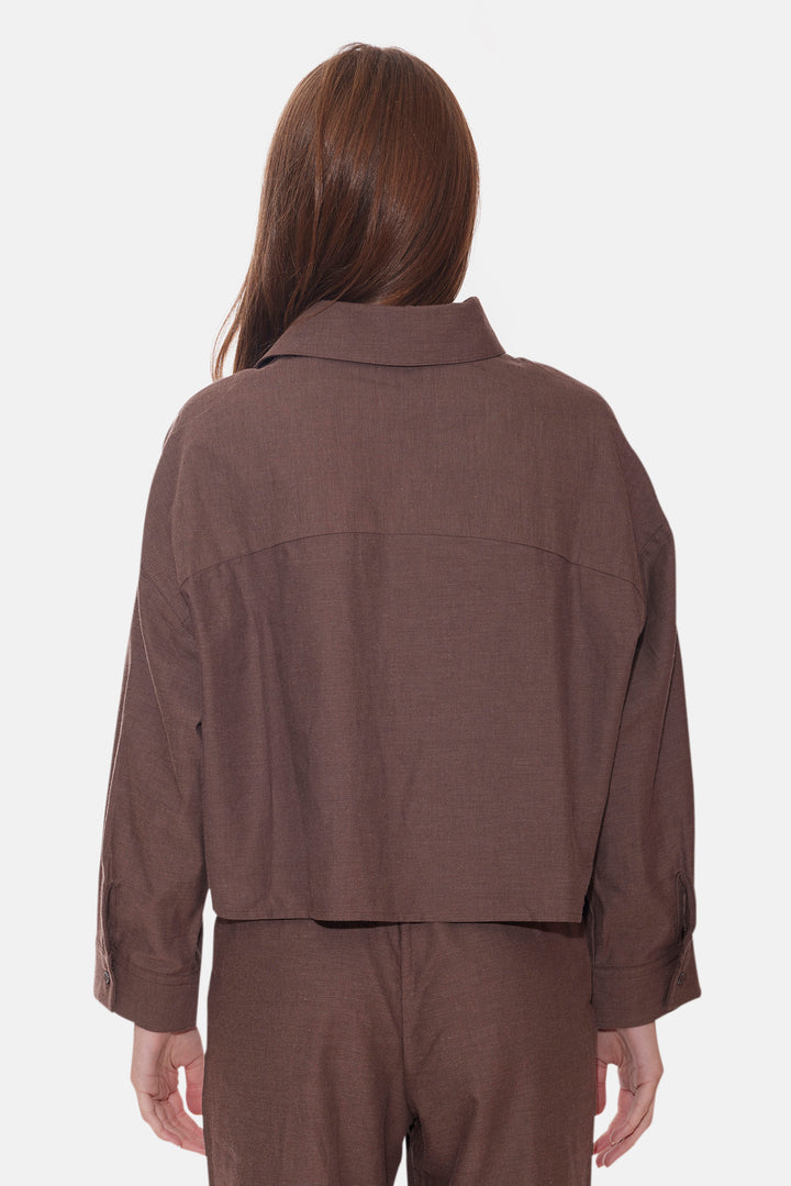 Chateau Twill Crop Shirt Brown