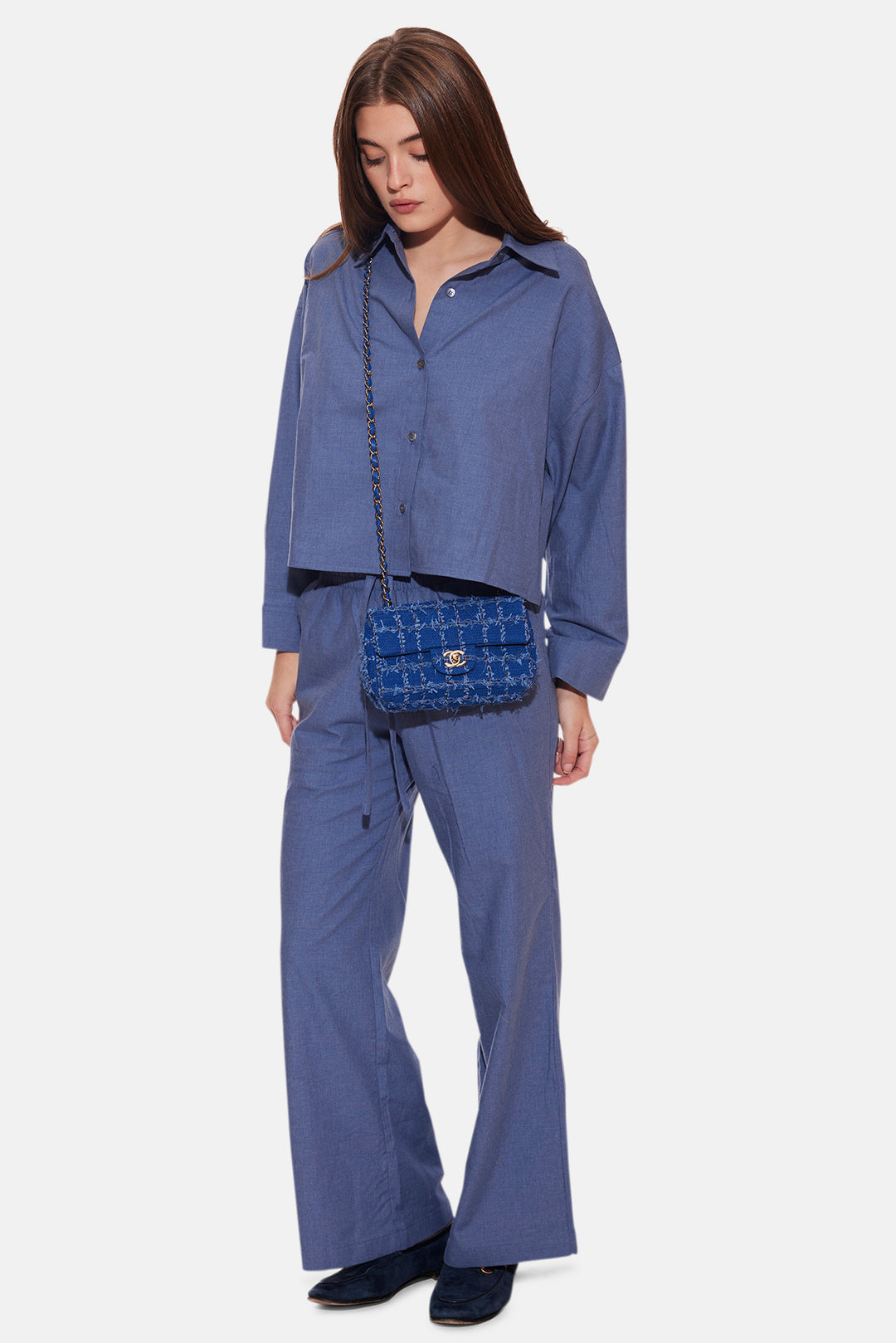 Chateau Twill Crop Shirt Blue