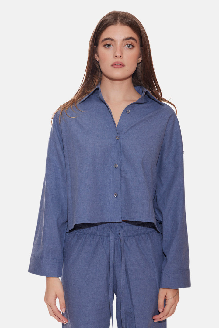 Chateau Twill Crop Shirt Blue