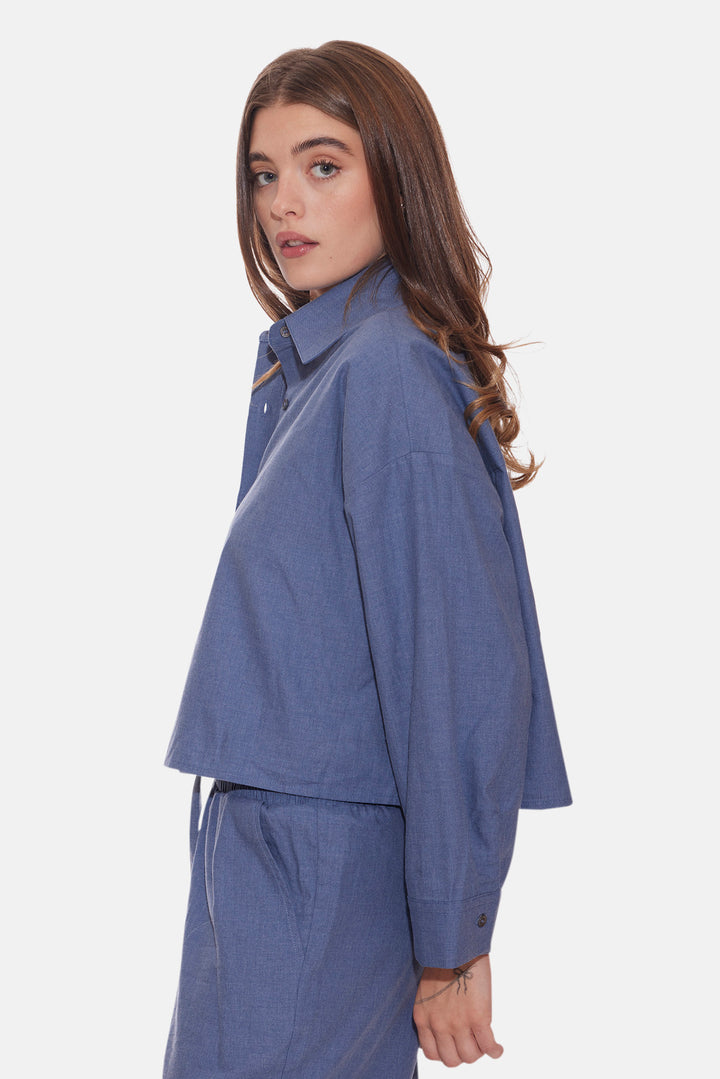 Chateau Twill Crop Shirt Blue