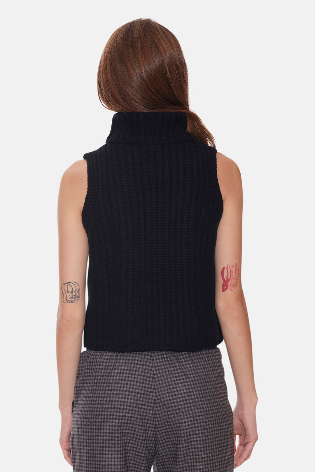 Maya Cashmere Sleeveless Turtleneck Black