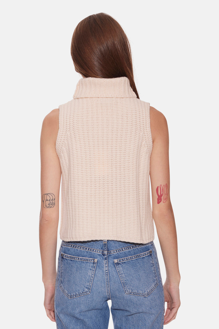 Maya Cashmere Sleeveless Turtleneck Ricotta