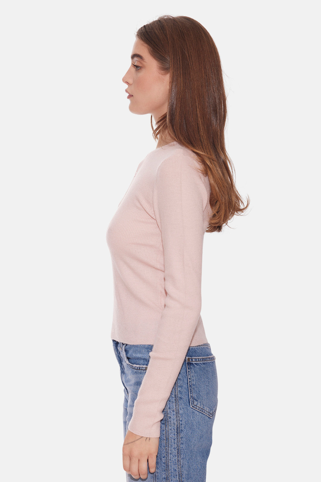 Sylvia Cashmere Henley Sweater Blush