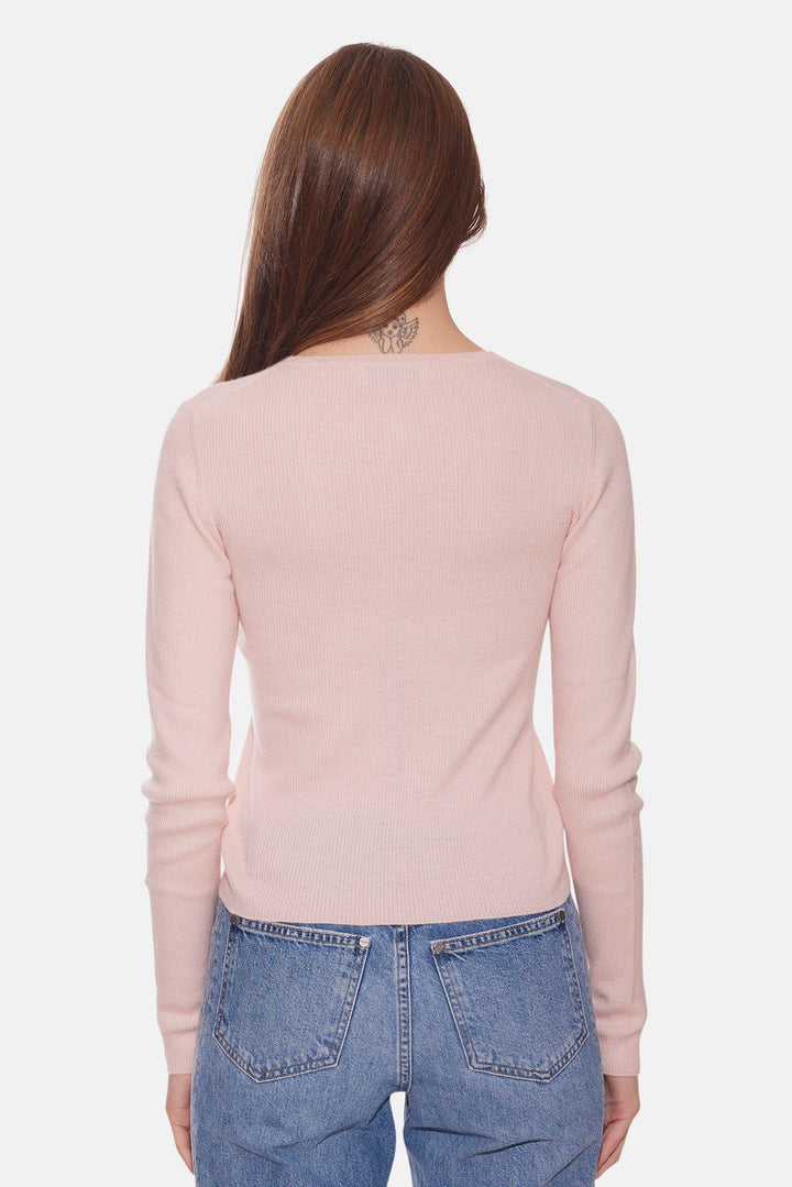 Sylvia Cashmere Henley Sweater Blush