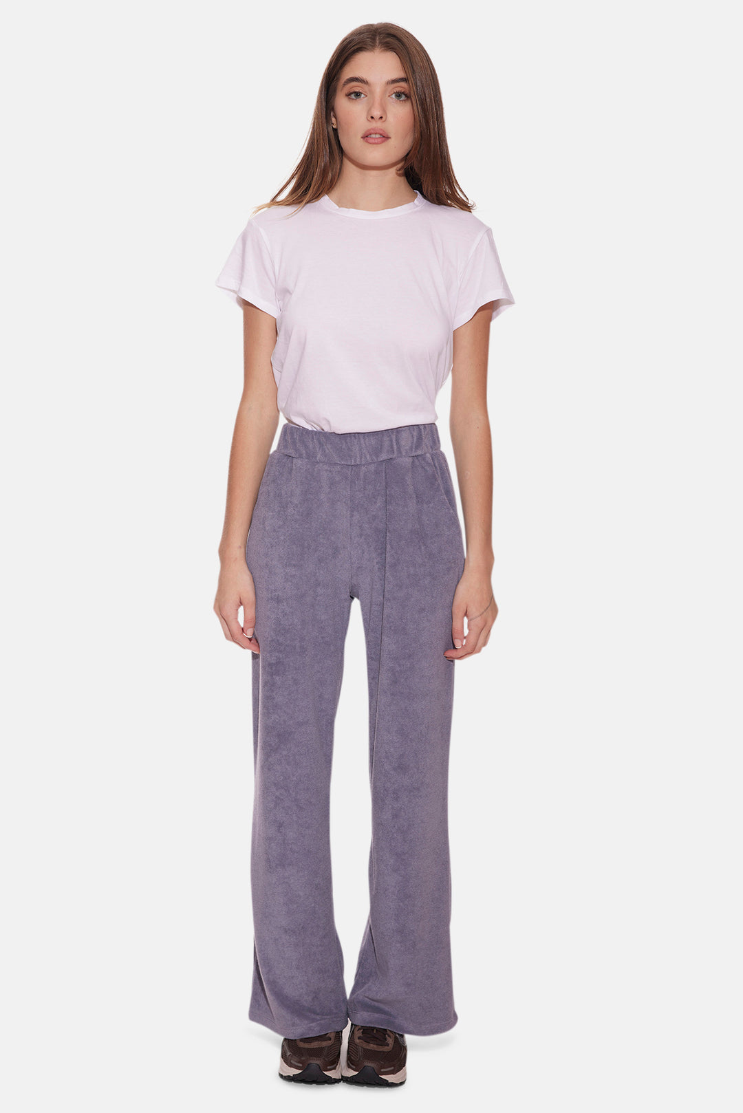 Goldie Wide Leg Terry Pant Mink Grey