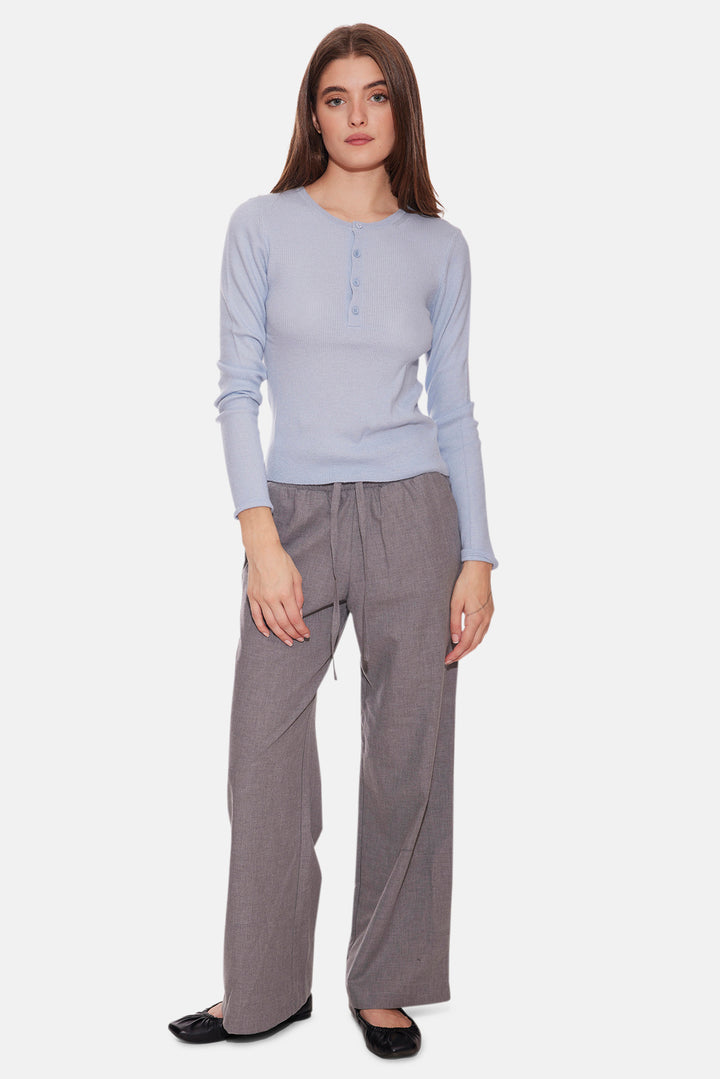 Sylvia Cashmere Henley Sweater Sky