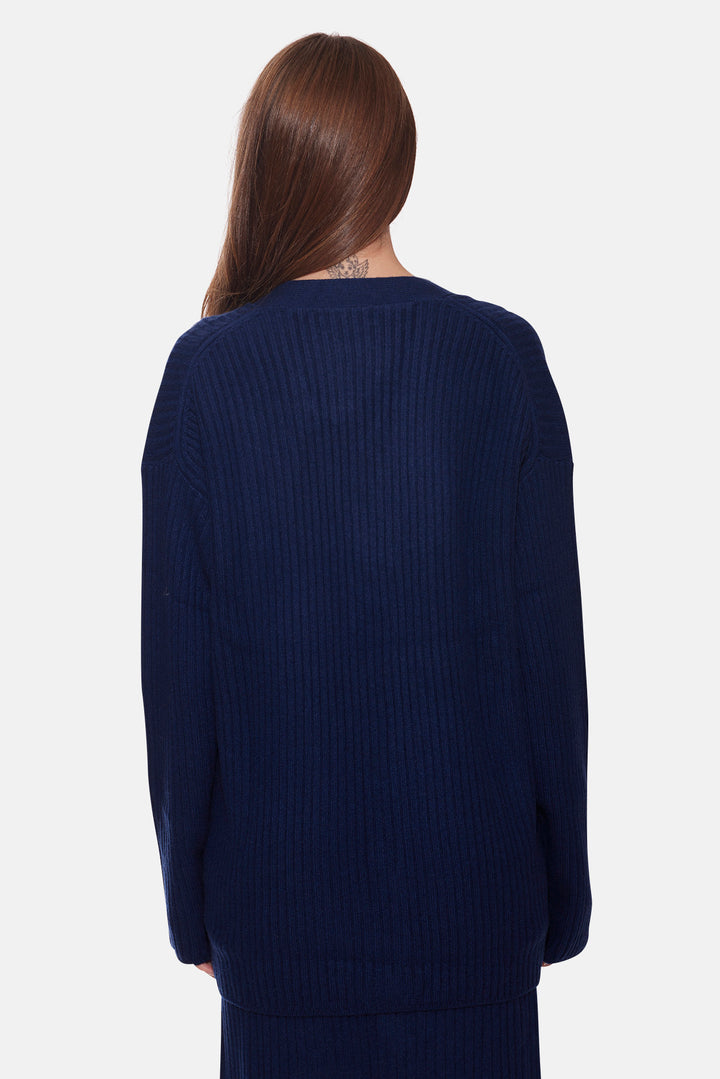 Lucy Ribbed Cocoon Cardigan Navy