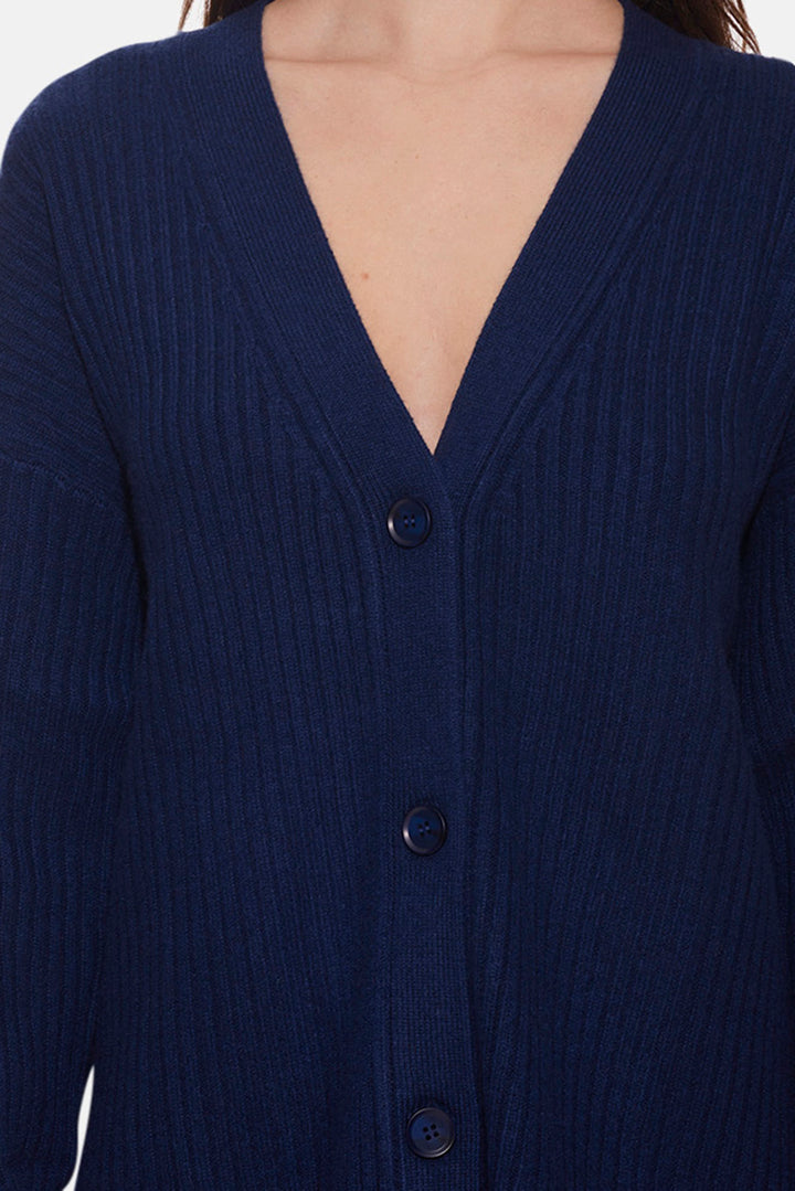 Lucy Ribbed Cocoon Cardigan Navy