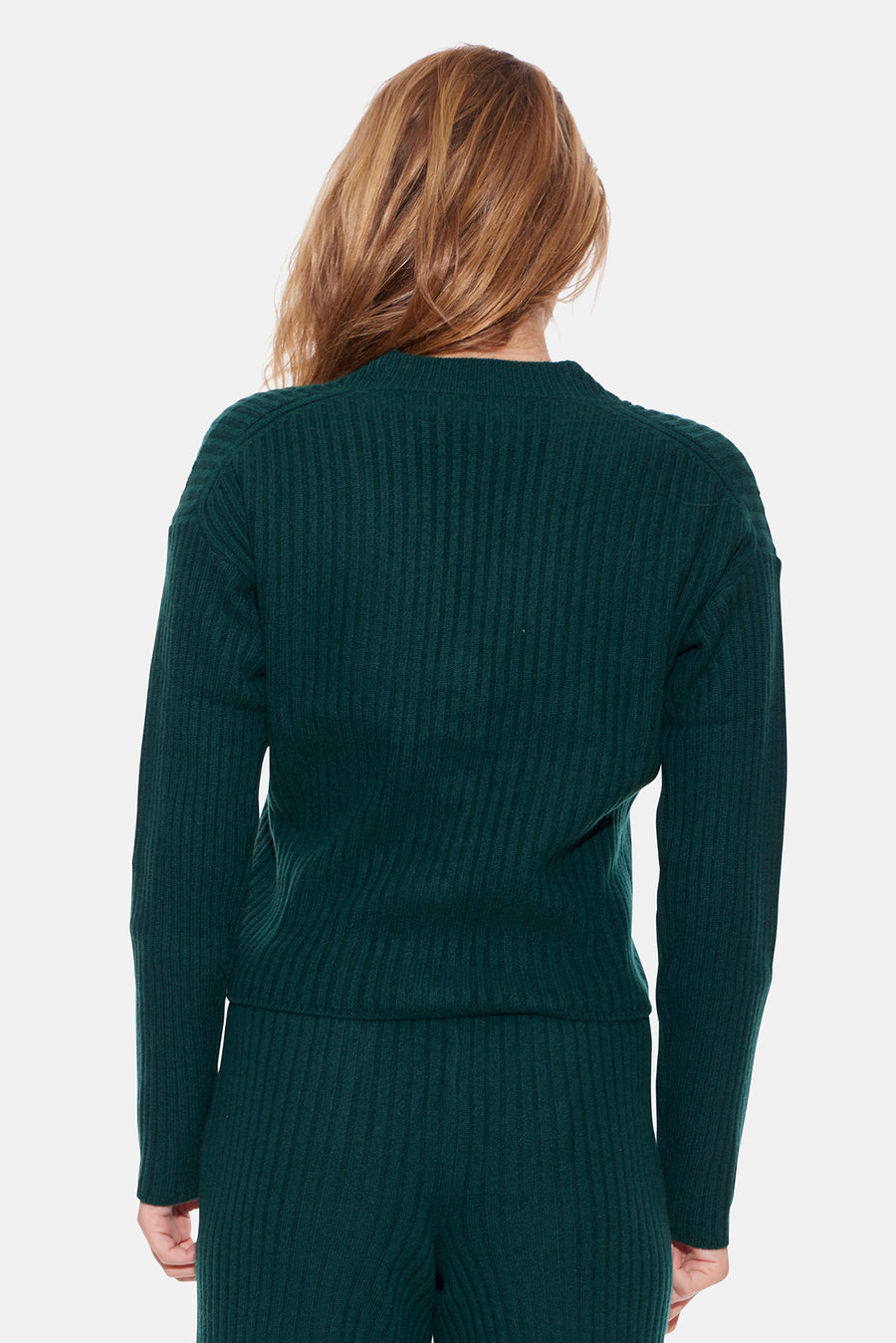 Beatrice Ribbed Cardigan Deep Forest