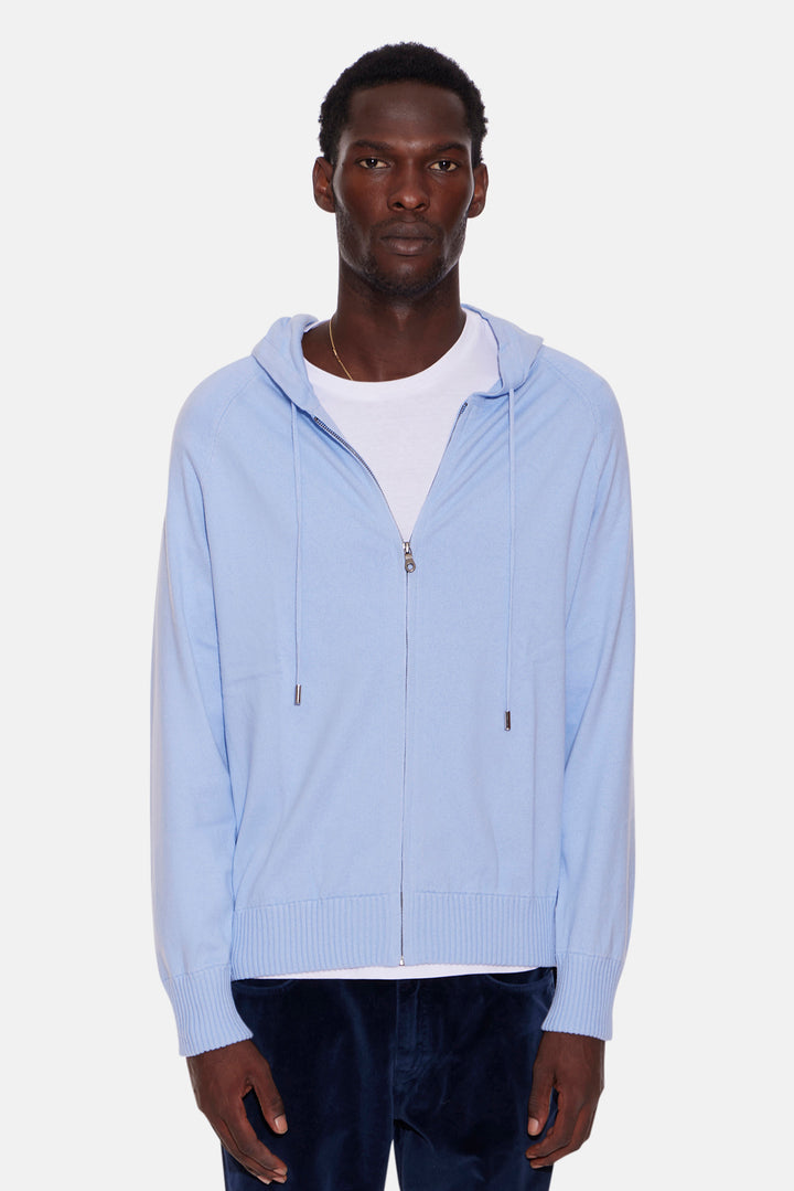 Luke Zip Hoodie Blue Flax