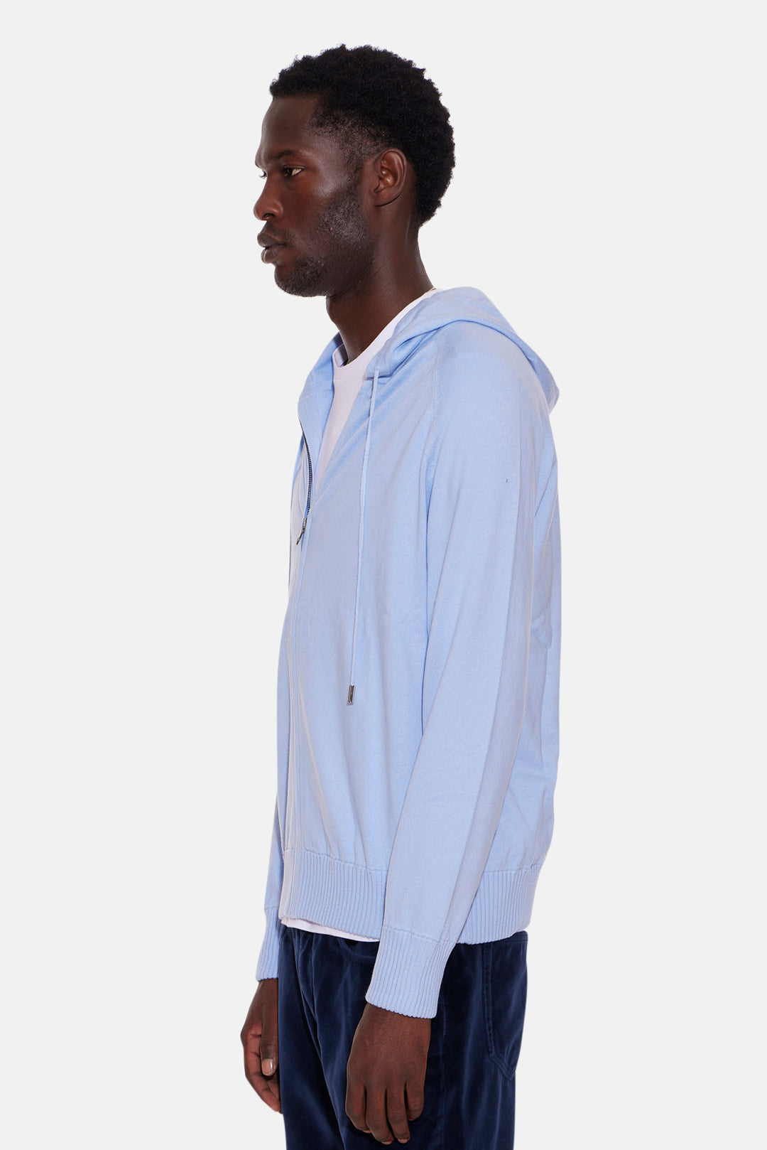 Luke Zip Hoodie Blue Flax