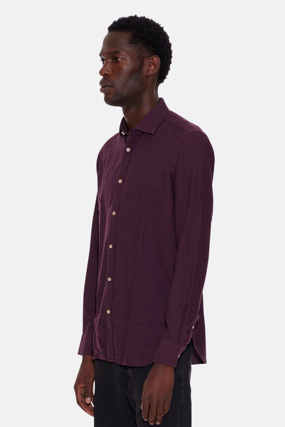 Cotton French Collar Shirt Bordeaux