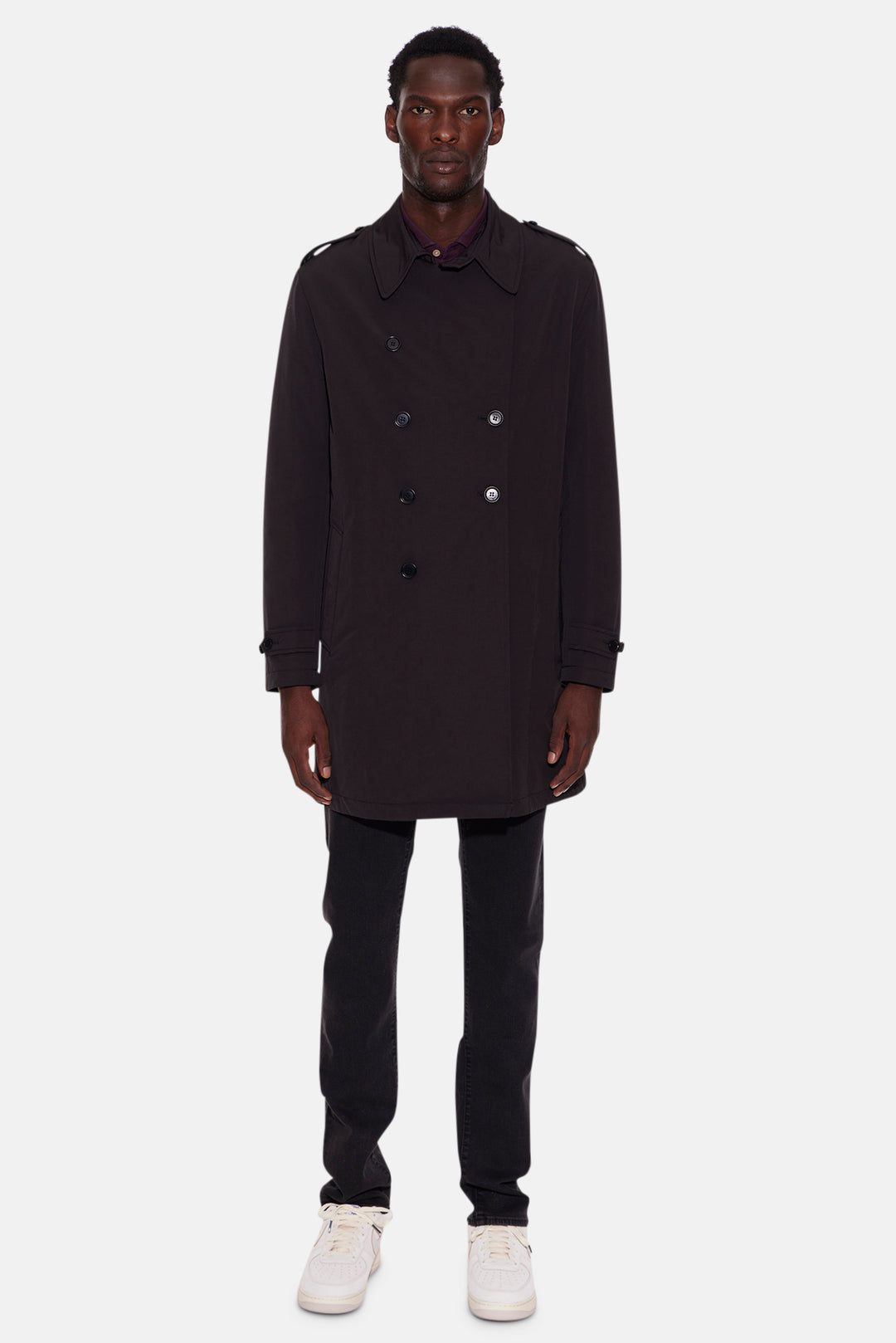 Double Breasted Trench Coat Black