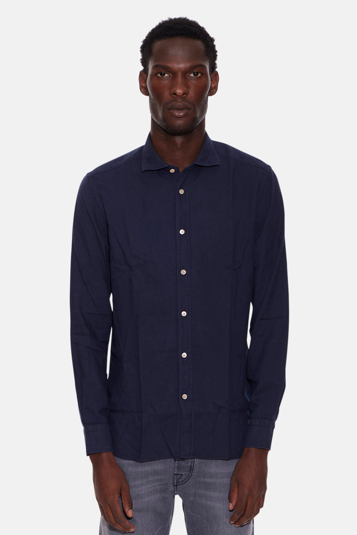 Cotton French Collar Shirt Navy