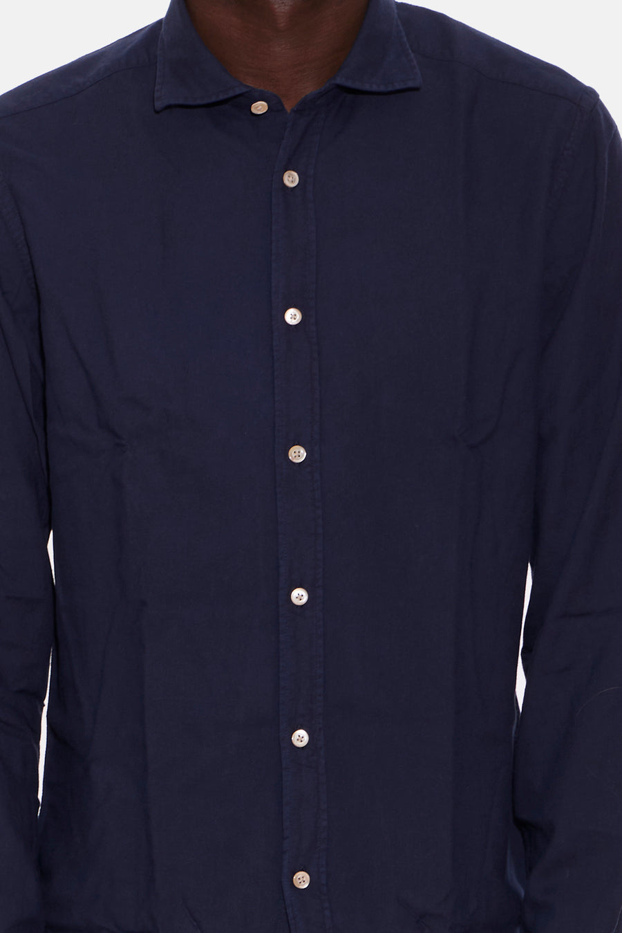Cotton French Collar Shirt Navy