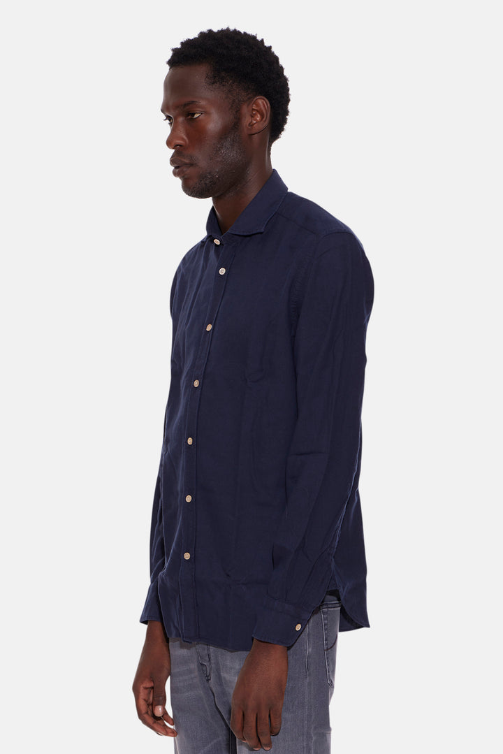 Cotton French Collar Shirt Navy