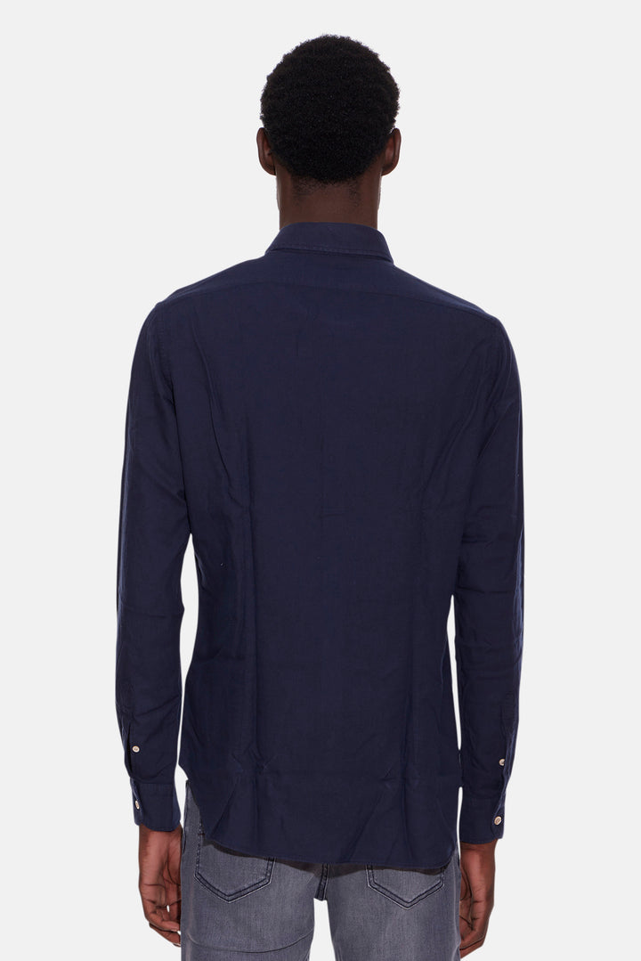 Cotton French Collar Shirt Navy