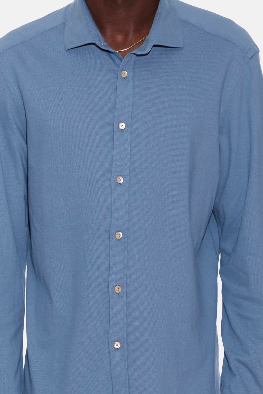 Jersey Cotton Button Up Shirt Blue