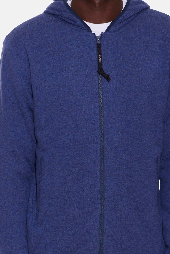 Geelong Wool Zip Hoodie Blue